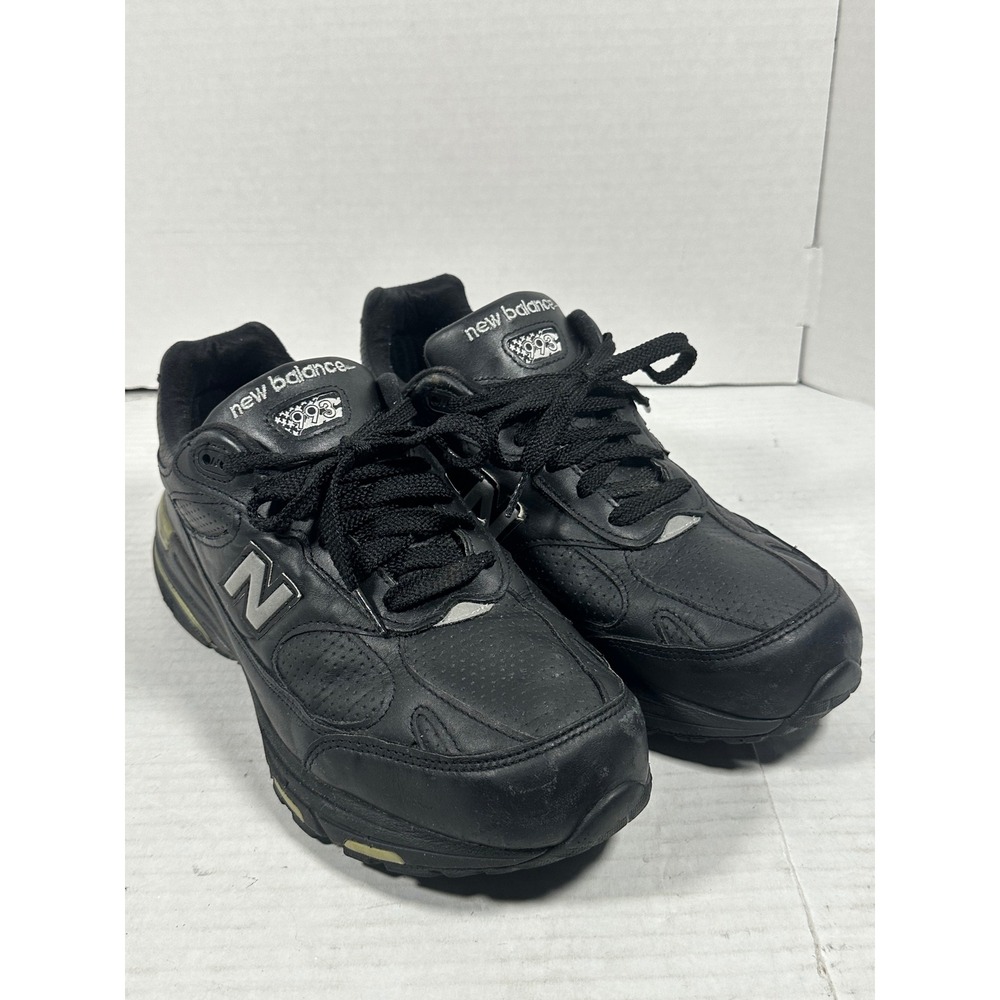 New Balance 993 Made in USA Black Leather Running Shoes MR993LBK Mens 10 4E Wide